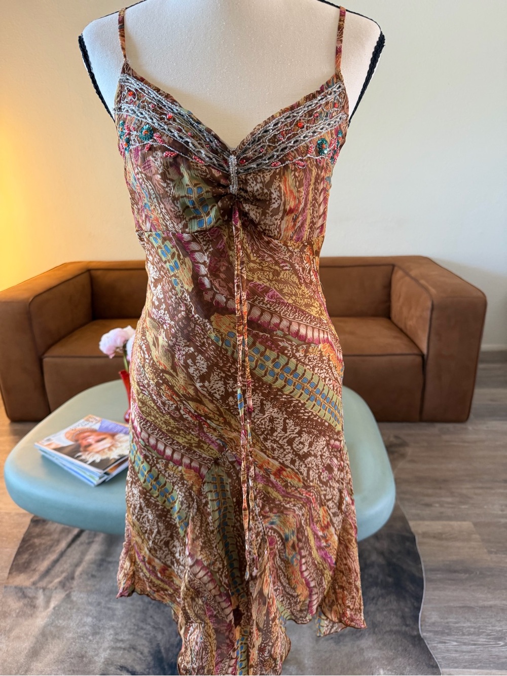 Hot Kiss Multicolor Paisley Mini Dress — Brown & Rust Tones - Picture 2 of 7